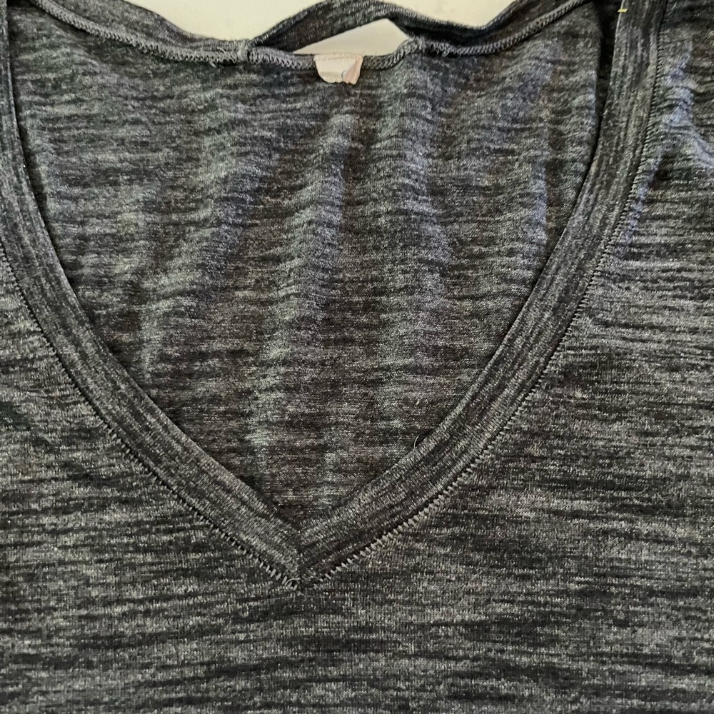 Lululemon v-neck short sleeve workout shirt, size 6, charcoal gray